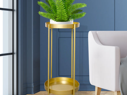 Levede 2 Tier Plant Stand Outdoor Indoor Gold Large-1864184716593336326