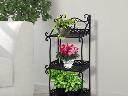 Levede Plant Stand 3 Tiers Outdoor Indoor Black-1864184721320316935