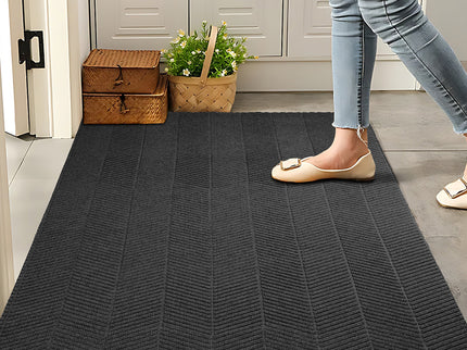 Marlow Extra Large Floor Rug Non Slip 90cm x 305cm Grey-1910112285234434055