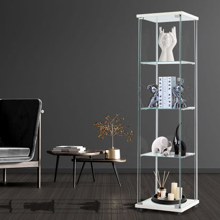 Stacked Display Cabinet Tempered Glass White-1954803004272152583