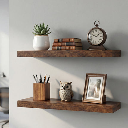 Levede Floating Wall Shelf 2 PCS Wall Mounted Shelves Book Display Storage Rack-2050059023352467463