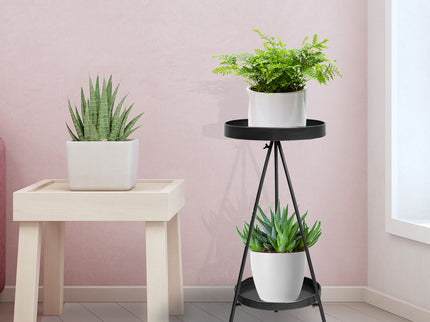 Levede Plant Stand 2 Tiers Outdoor Indoor Black Medium-1864184724059197447