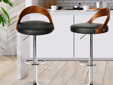 Levede 1x Kitchen Bar Stools Gas Lift Silver-1910113241103732743