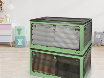 Storage Box Plastic Stackable Container L Green Large-1864184613778362375