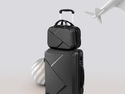 Slimbridge 2pcs 20"Travel Luggage Set Black-1864184360790528007