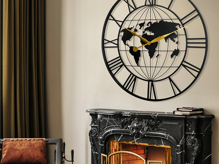Yezi 60cm Large Wall Clock Roman Numeral Home Black-1910112274266329095