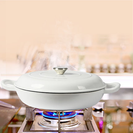 TOQUE 3.5L Enamel Dutch Oven Pan in White Colour-1973193931529261063