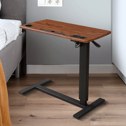 Levede Mobile Standing Desk Foldable Brown Fold-1973193834674393095