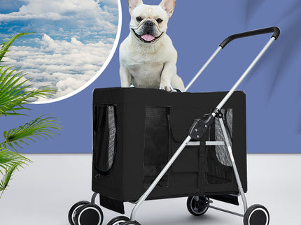PaWz Pet Stroller Dog Cat Cage Carrier Black-1864184495075364870