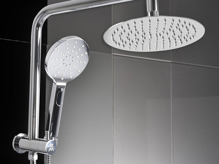 High Pressure Shower Head Set Rain Round Silver-1910113243888750599