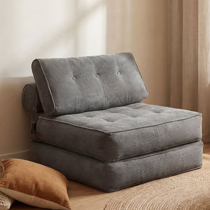 Levede Convertible Sofa Bed Foldable Single Sleeper Bed Compact Living Room Grey-2065254306596130823
