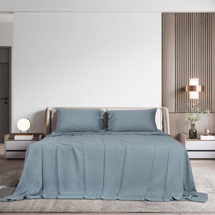 Dreamz 4pcs Queen Size 100% Bamboo Bed Sheet Set in Grey Colour-1973194027033563143