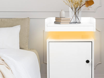 Levede Bedside Table USB Charger Outlet RGB White-1910112205626544134