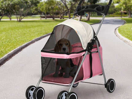 PaWz Pet Stroller Dog Cat Carrier Foldable Pink-1864184624901656583