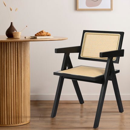 Levede 2x Black Wicker Armchair Dining Chair-2006732729919606790