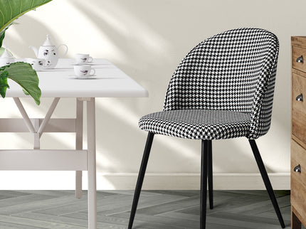 Levede 2x Dining Chairs Kitchen Cafe Black and White-1942353394387783687