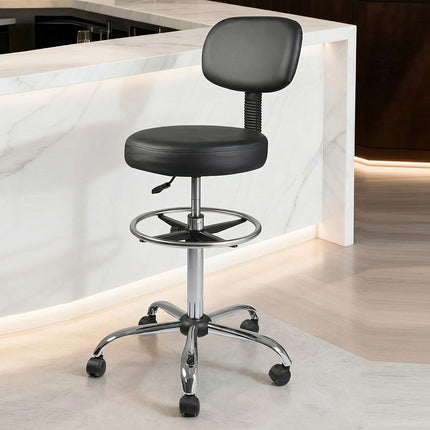 Levede Swivel Office Chair Ergonomic Stool Height Adjustable Footrest Backrest-2029334093073879047