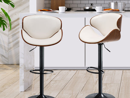 Levede 1x Bar Stools Kitchen Gas Lift White-1864183229909700615
