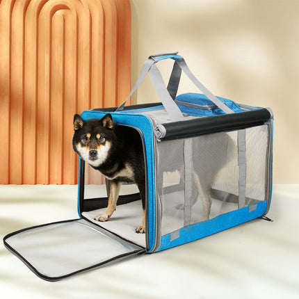 Pawz 3 in 1 Pet Soft Crate Dog Cat Carrier L Size Blue-1973193524660801543