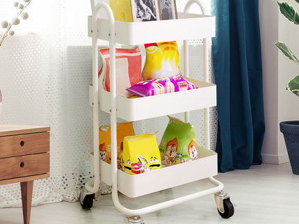 Levede 3 Tiers Kitchen Trolley Cart White-1917016721869377542