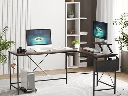 Levede Computer Desk Corner Desk Brown-1910112201935556615