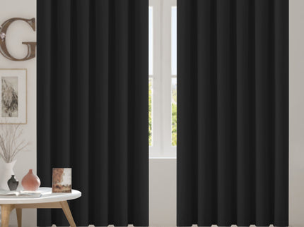 2x Blockout Curtains Panels 3 Layers Black-1910113272577789958