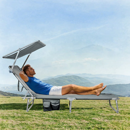 Levede Foldable Lounge Chairs with Canopy Grey-1973193483523067911