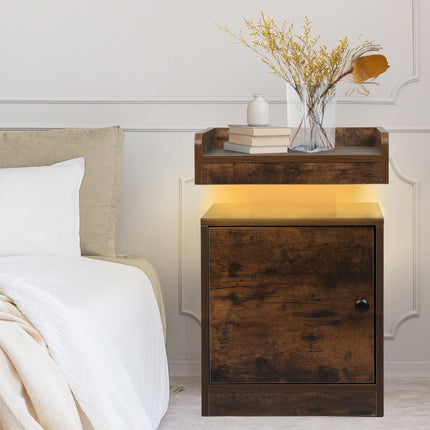 Levede Bedside Table USB Charger Outlet RGB Oak-1975420388338962438
