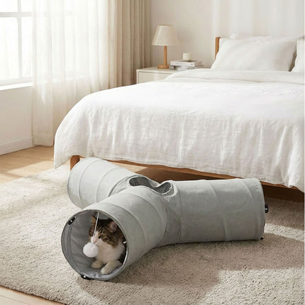 Pawz 3 Way Cat Tunnel Toy Interactive Foldable Tube Indoor Pet 2 Haning Balls-2029334096727117831