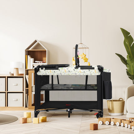 BoPeep Baby Cot Bed Crib Portable Bassinet Black-1973193914328420359