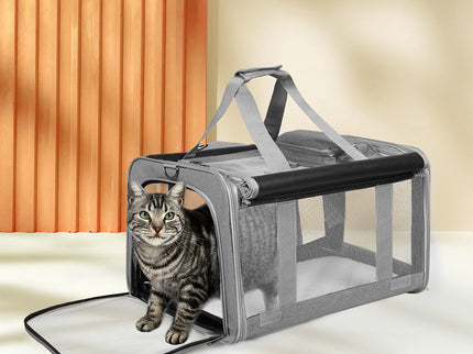 Pawz 3 in 1 Pet Soft Crate Dog Cat Carrier M Size Grey-1910112289076416519