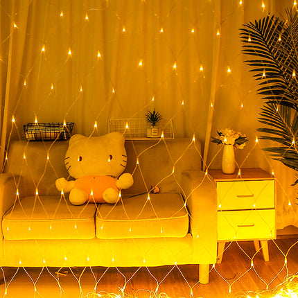 320LED Fairy Lights Net Mesh Curtain Warm white-1973193615828193287