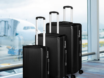Slimbridge Luggage Suitcase Trolley Black 3pc 20"+24"+28"-1864184373633486855