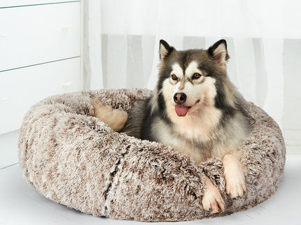 PaWz Pet Bed Cat Dog Donut Nest Calming M Brown Medium-1864184499311611911