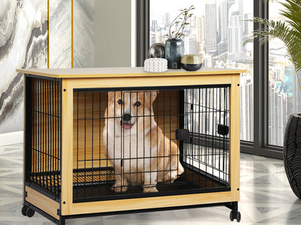 PaWz Wooden Wire Dog Kennel Side End L Large-1864184541061713927
