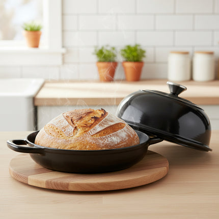 Toque Enamelled Cast Iron Dutch Oven Pot Sourdough Bread Baking Kitchen 24cm-2029334115807006727