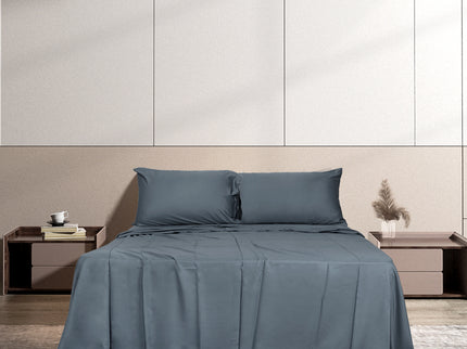Dreamz 4pcs Double Size 100% Bamboo Bed Sheet Set in Charcoal Colour-1942353307293061127