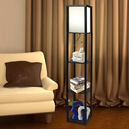 EMITTO Floor Lamp Storage Shelf LED Black-1973193956162408455