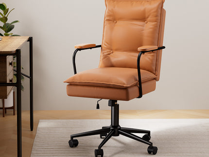 LEVEDE Ergonomic Office Chair Computer PU Brown-1910149778990305287