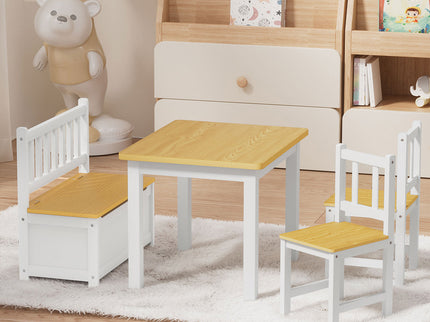 Bopeep Kids Table and Chairs Set Wooden Study Play 4PCS-1954802474309259271