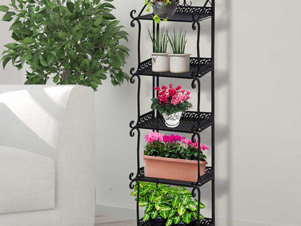 Levede Plant Stand 5 Tiers Outdoor Indoor Black-1864184722444390407