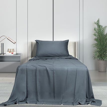 Dreamz 3pcs Sinigle Size 100% Bamboo Bed Sheet Set in Charcoal Colour Single-1973194027599794183