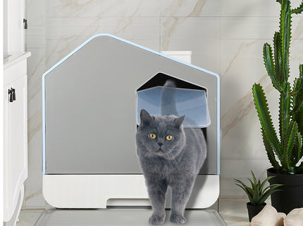 PaWz Fully Enclosed Cat Litter Box Mat Blue-1886651029785808903