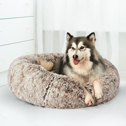 PaWz Pet Bed Cat Dog Donut Nest Calming XL Brown X-Large-1954802519809069063