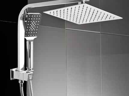 High Pressure Shower Head Set Rain Square Silver-1910113120358109191