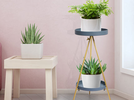 Levede Plant Stand 2 Tiers Outdoor Indoor Grey Gold Medium-1864184724352798727