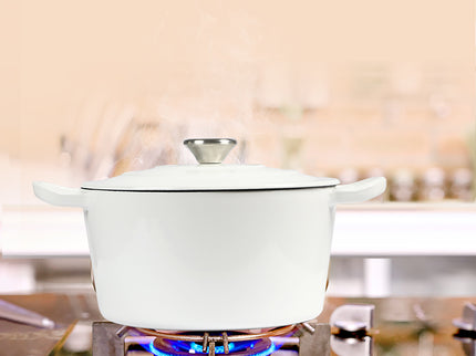 TOQUE 4L Enamel Dutch Oven Pot in White Colour-1864184348446691335