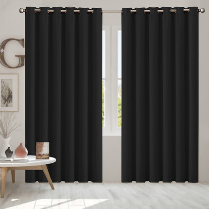 2x Blockout Curtains Panels 3 Layers Black-1975420490608676870