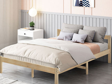Levede Wooden Bed Frame Double Size Nature Natural-1864183192416817159