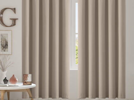 2x Blockout Curtains Panels 3 Layers Beige-1910113270048624646